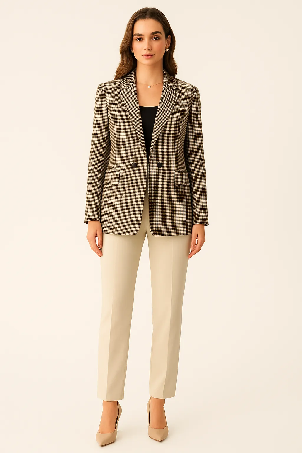 DOUBLE BREASTED HOUNDSTOOTH BLAZER