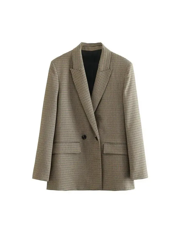 DOUBLE BREASTED HOUNDSTOOTH BLAZER
