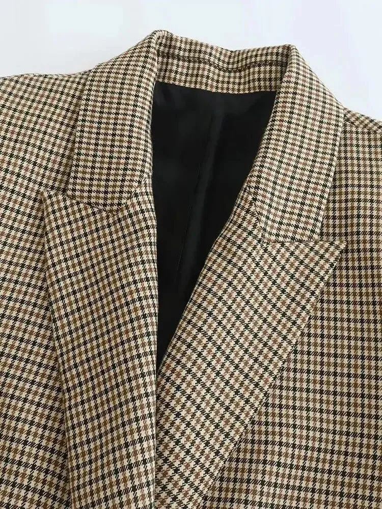 DOUBLE BREASTED HOUNDSTOOTH BLAZER