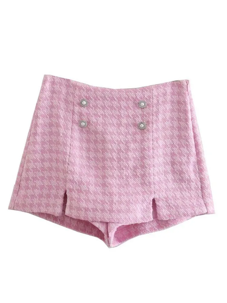 Dreamofthe90s Houndstooth Cropped Blazer And Skort Suit Set