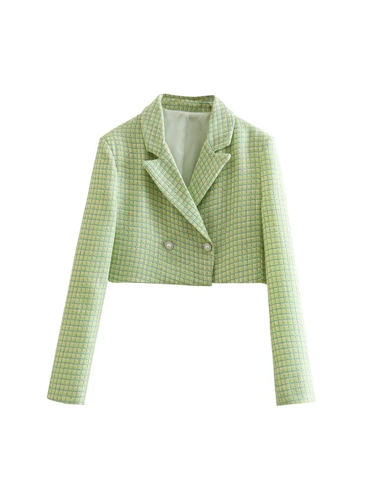 Dreamofthe90s Houndstooth Cropped Blazer And Skort Suit Set