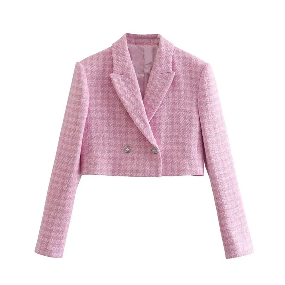Dreamofthe90s Houndstooth Cropped Blazer And Skort Suit Set