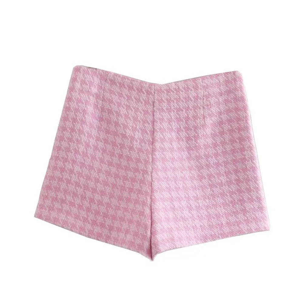 Dreamofthe90s Houndstooth Cropped Blazer And Skort Suit Set