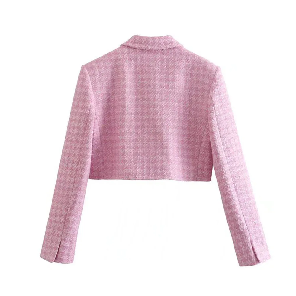 Dreamofthe90s Houndstooth Cropped Blazer And Skort Suit Set