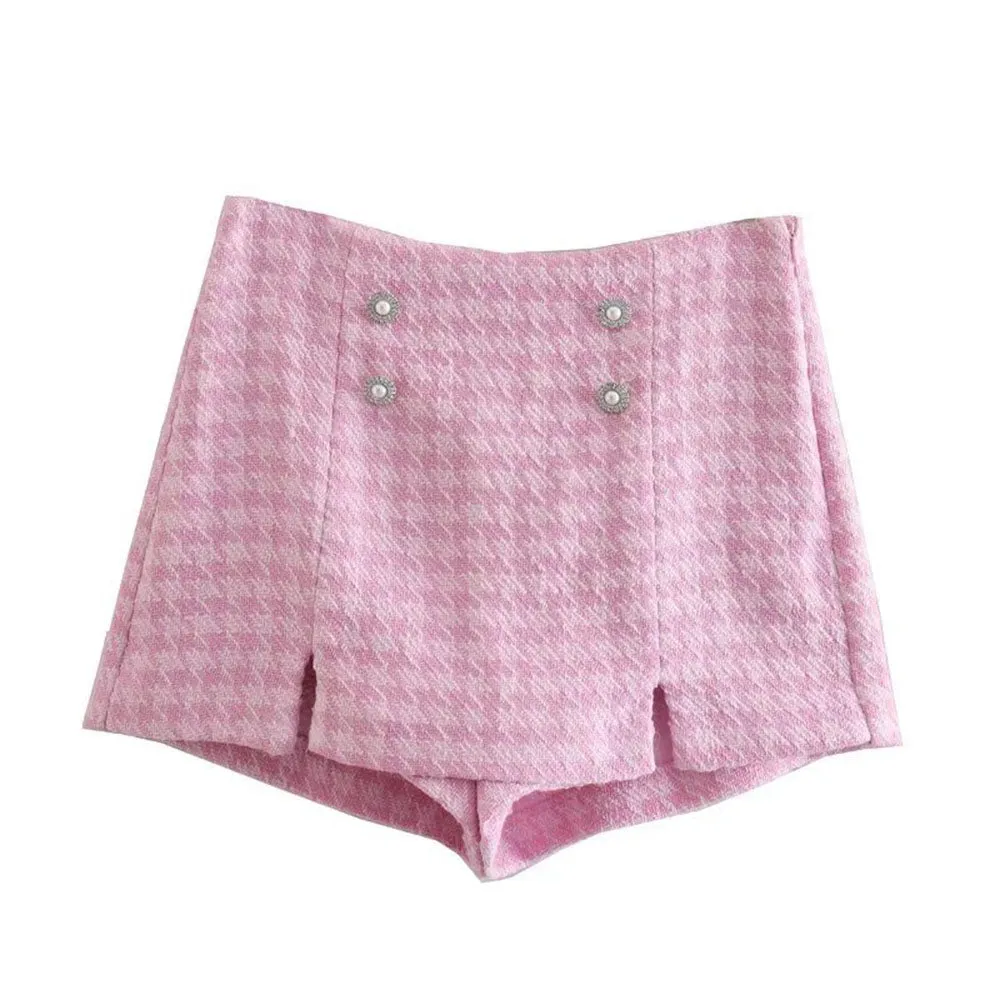 Dreamofthe90s Houndstooth Cropped Blazer And Skort Suit Set