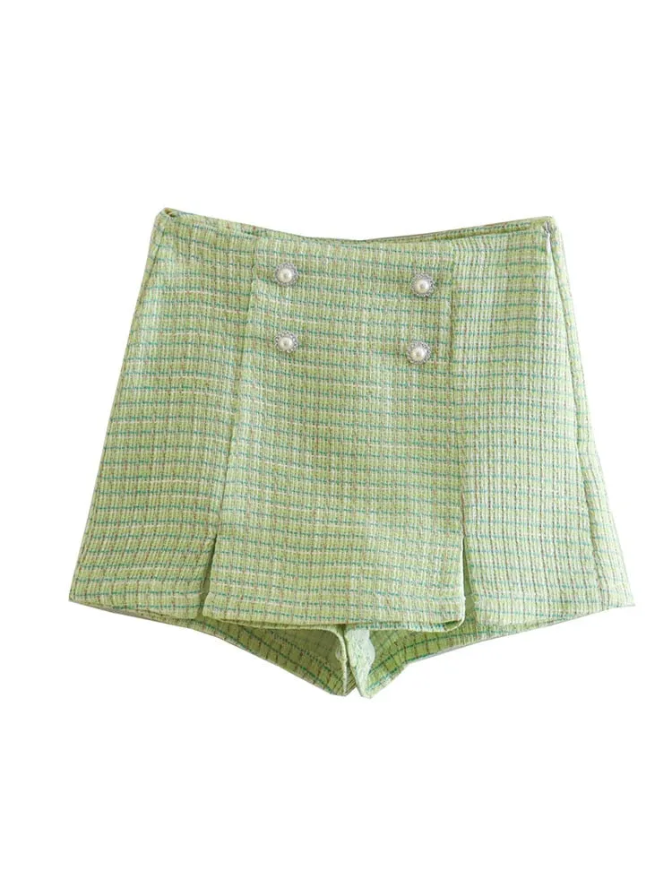 Dreamofthe90s Houndstooth Cropped Blazer And Skort Suit Set