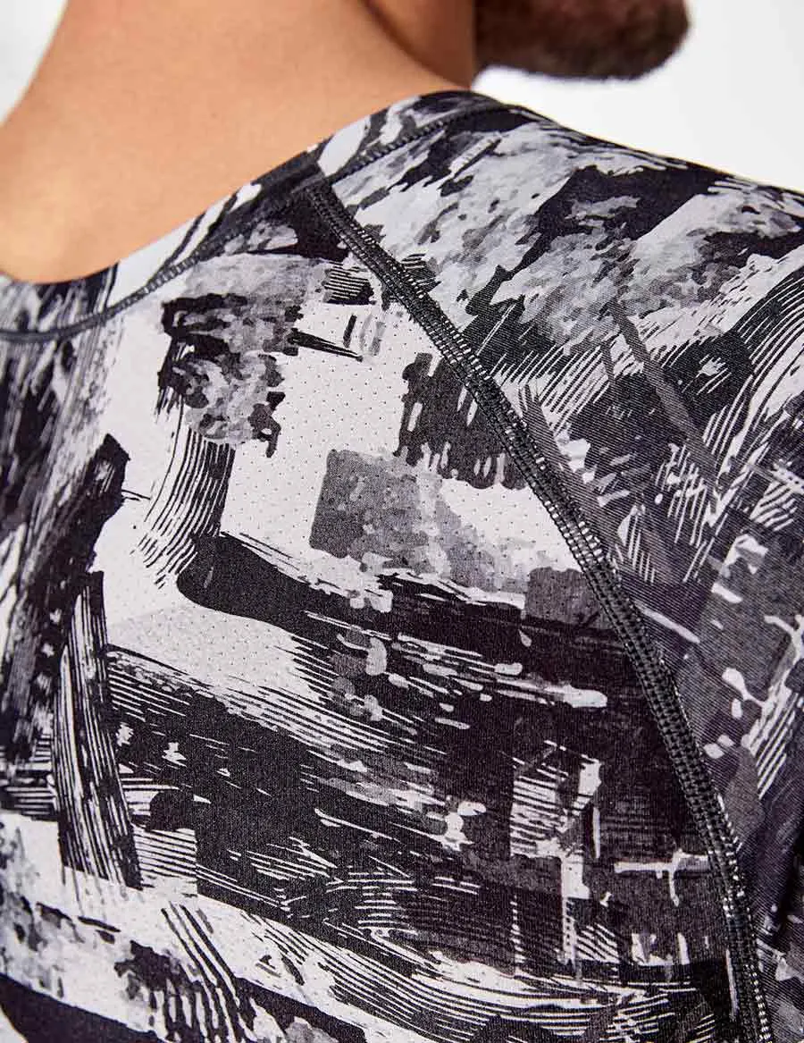 easyoga LA-VEDA Men's Fitted Tee - FA1 Montage Gray