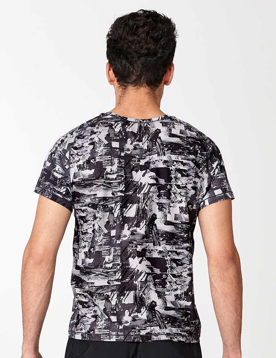 easyoga LA-VEDA Men's Fitted Tee - FA1 Montage Gray