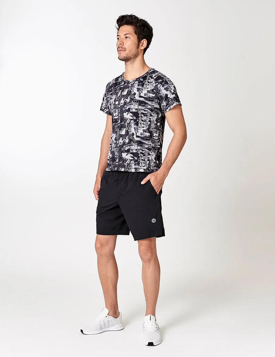 easyoga LA-VEDA Men's Fitted Tee - FA1 Montage Gray
