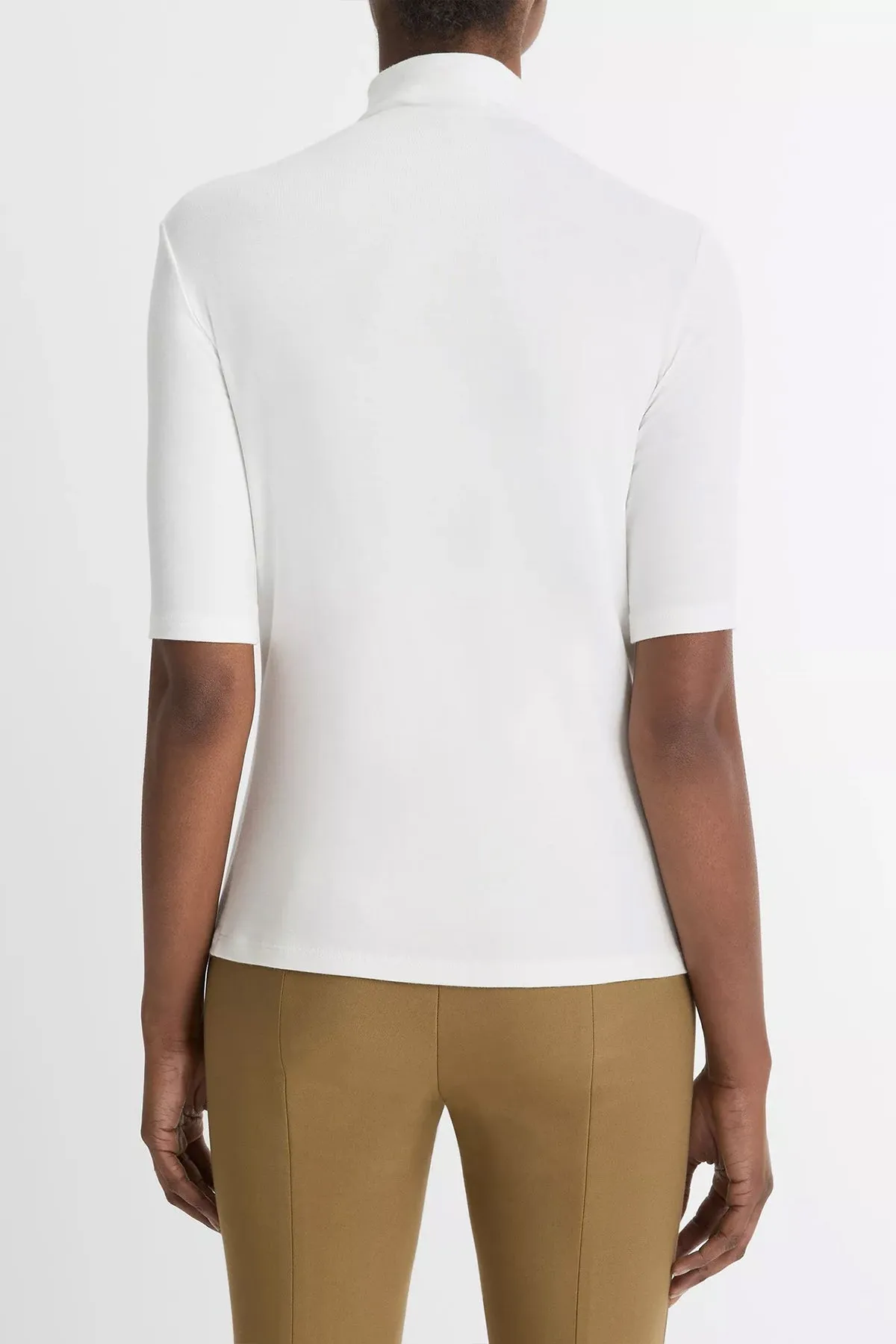 Elbow-Sleeve Turtleneck in Off-White