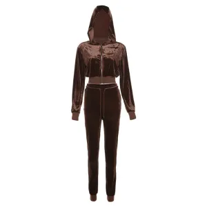 European and American New2023Amazon Fall Women's Clothing Sports Casual Hooded Top High Waist Slim Pants Suit for Women