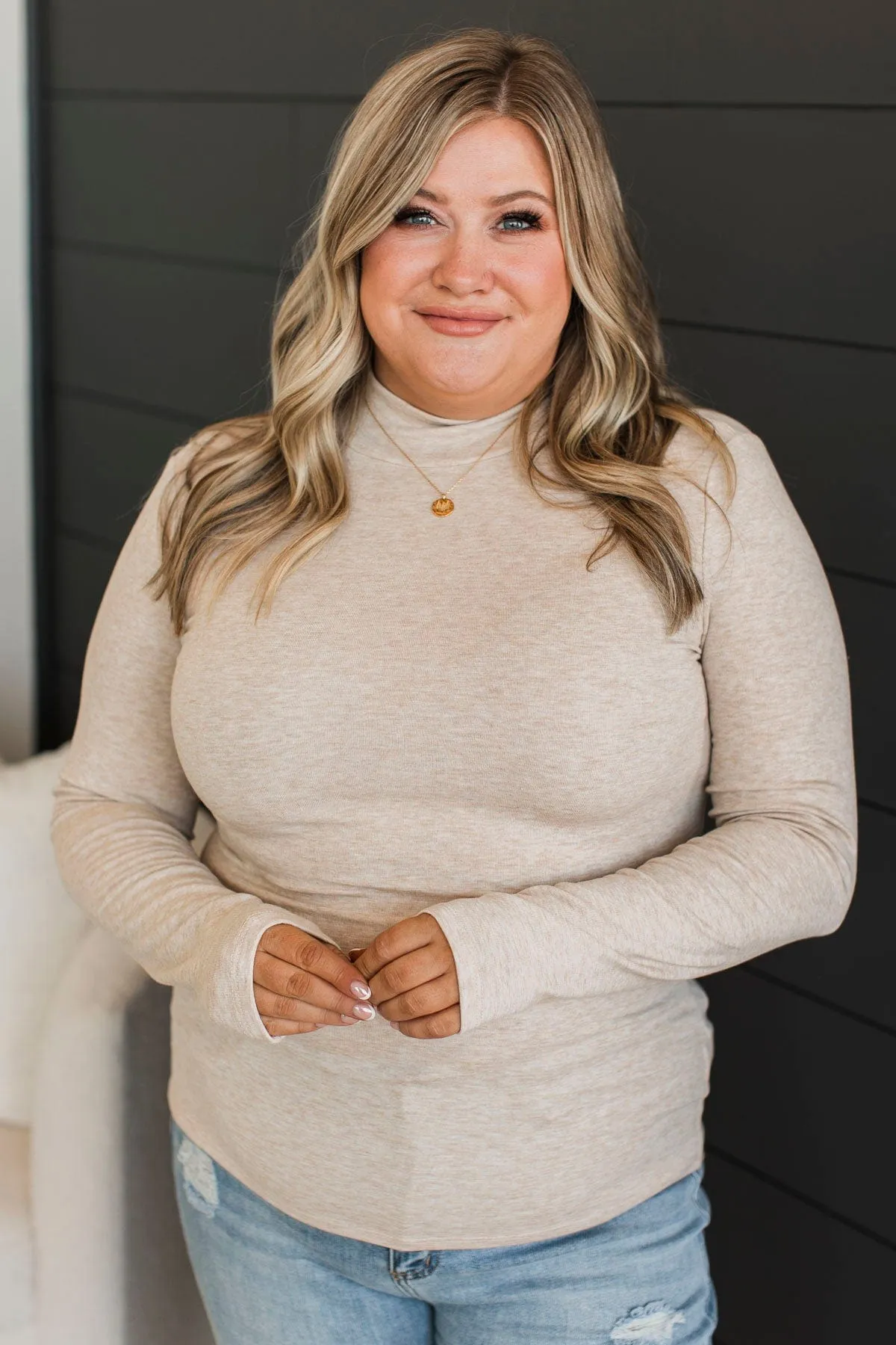 Feeling So Fine Turtleneck Top- Oatmeal
