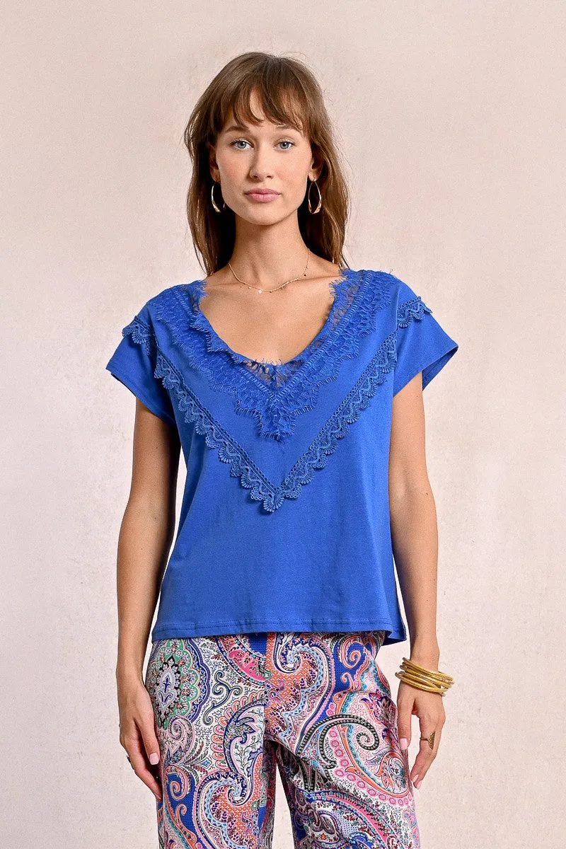 FITTED T-SHIRT WITH LACE DETAIL