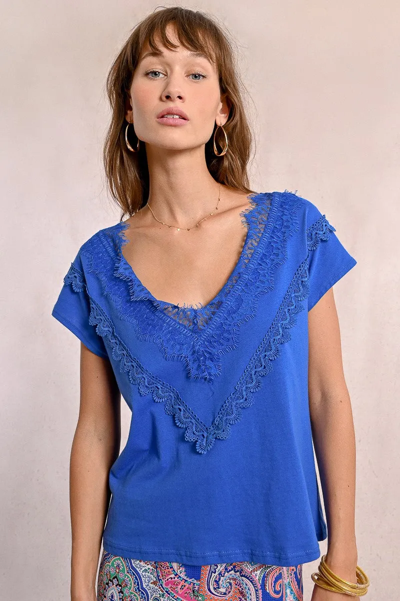 FITTED T-SHIRT WITH LACE DETAIL