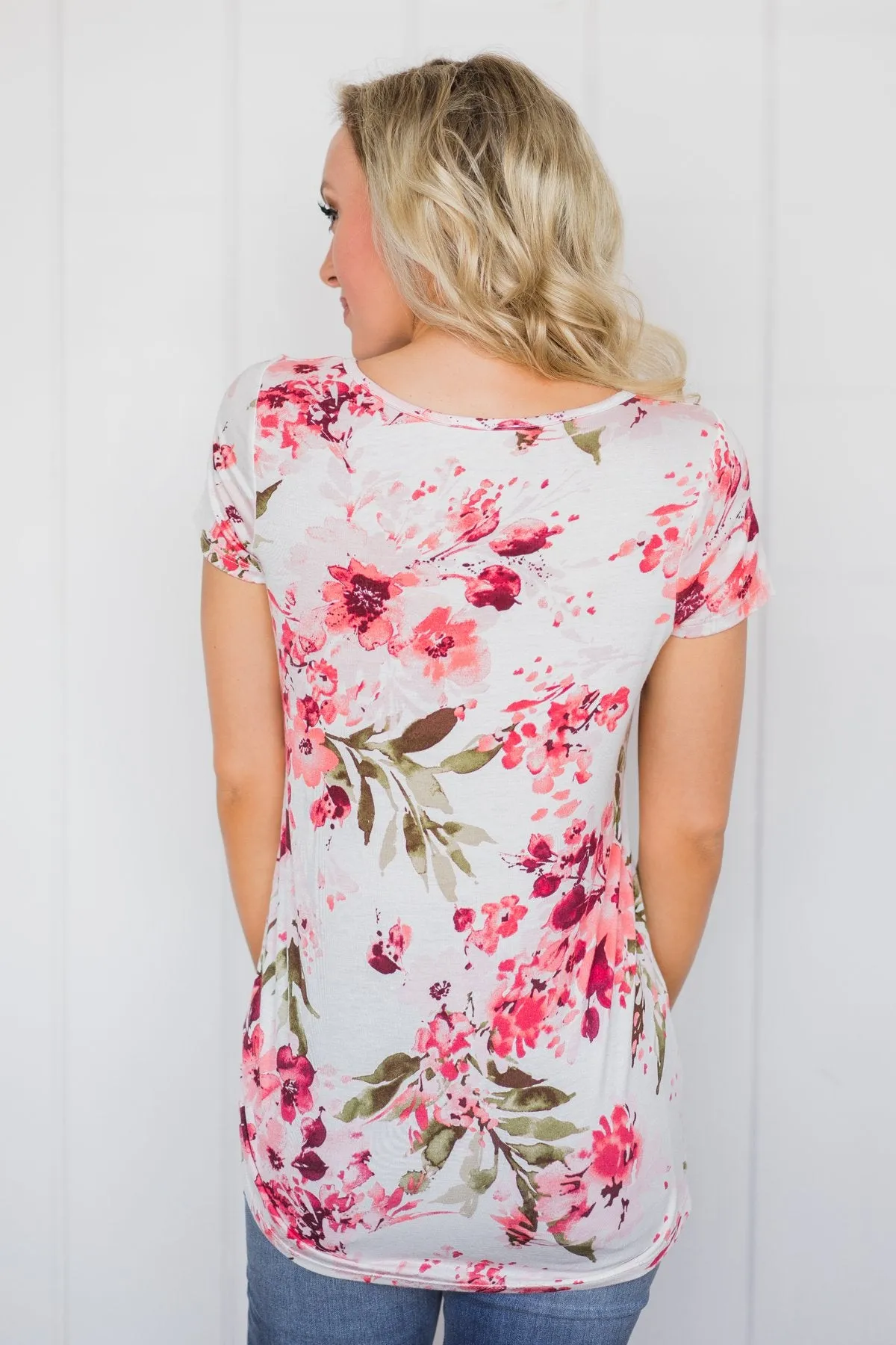 Floral All Day Criss-Cross Top- Ivory
