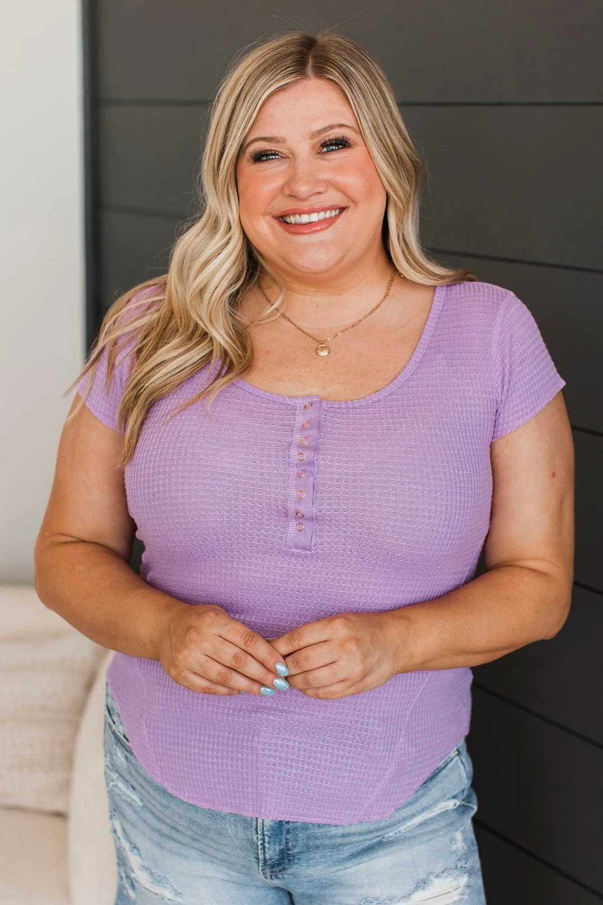 Focus On Positives Cap Sleeve Top- Lavender