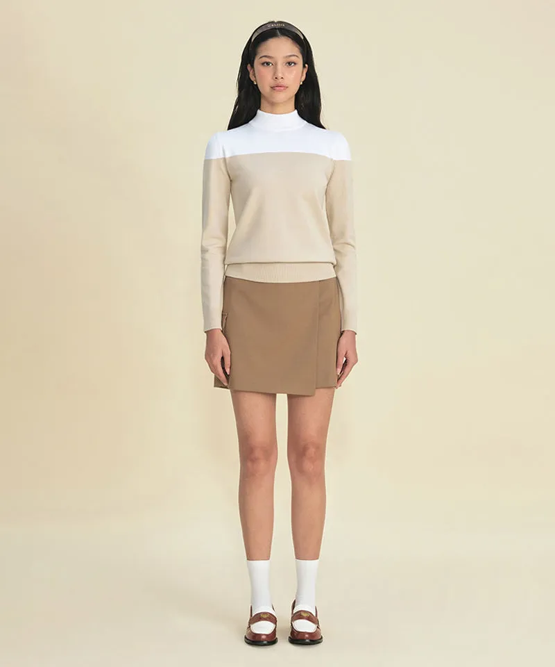 FORDI Color Block Turtleneck Knit - Beige