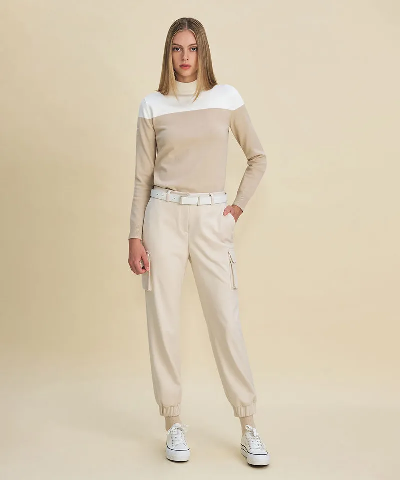 FORDI Color Block Turtleneck Knit - Beige