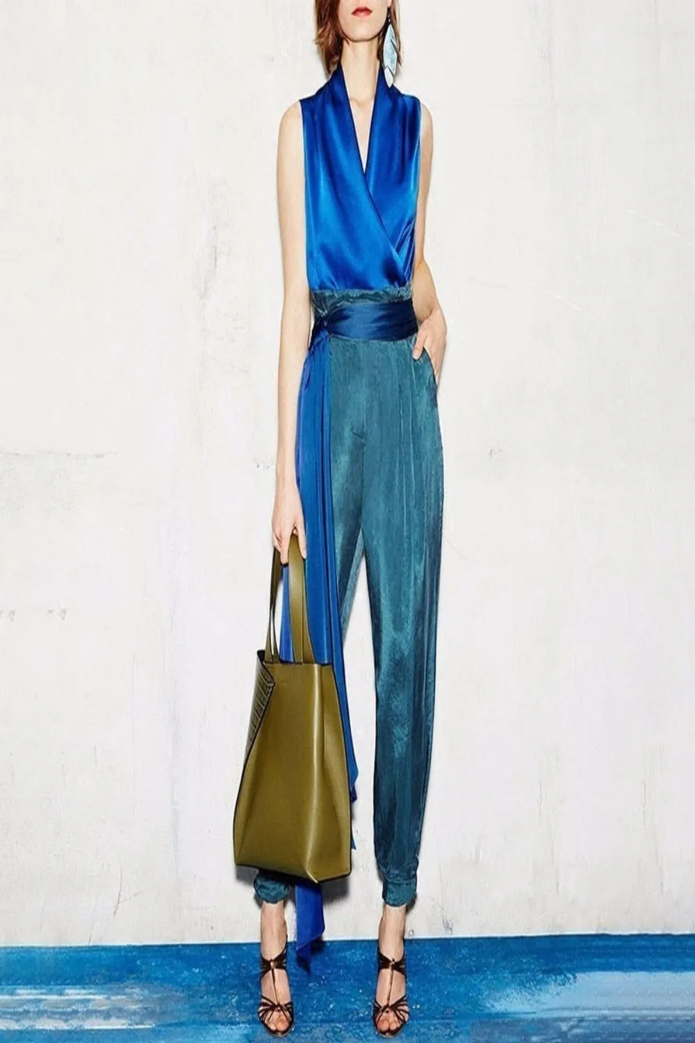 GAL V Neck Sleeveless High Waist Pant Suit