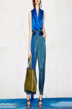GAL V Neck Sleeveless High Waist Pant Suit