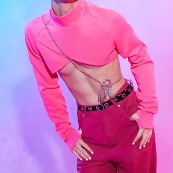 Gay Fashion Pink Turtleneck Crop Top