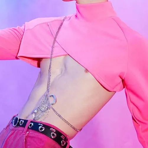Gay Fashion Pink Turtleneck Crop Top
