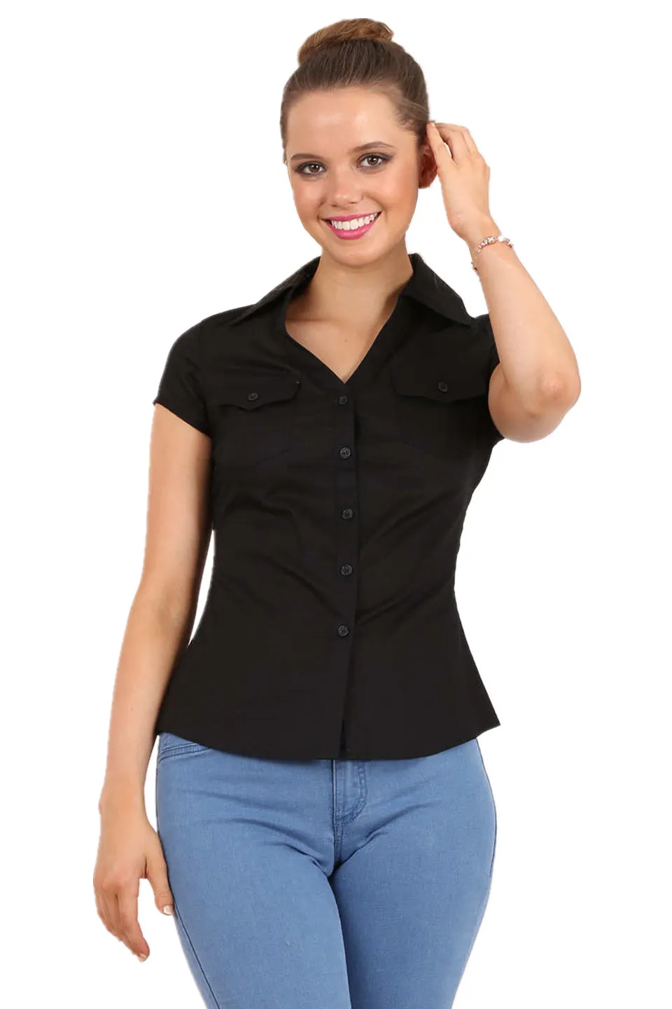 Gemma fitted shirt in black