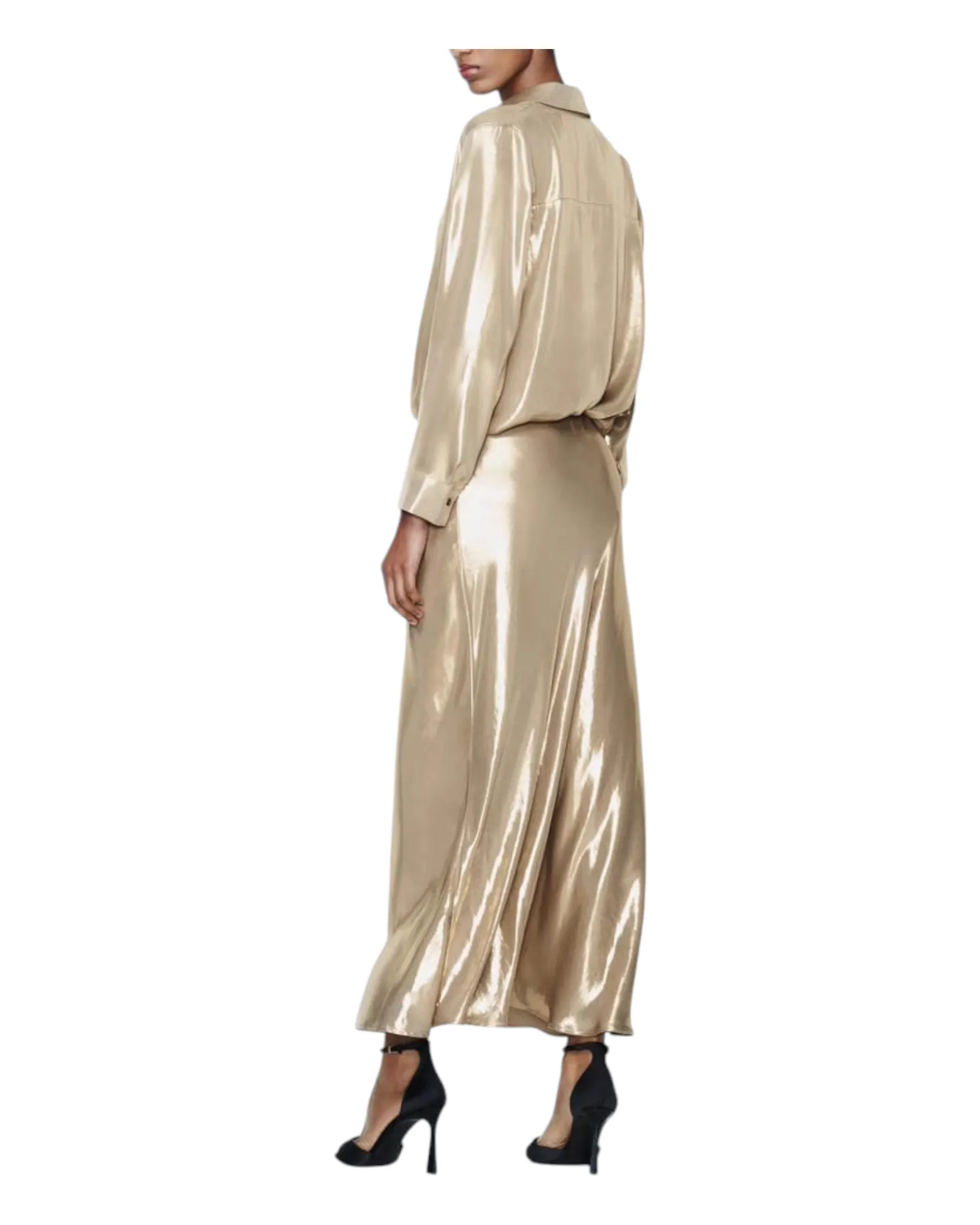 Gold Metallic Long Slip Skirt