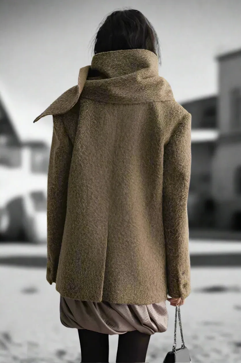 Golden Ember Scarf-Collar Coat