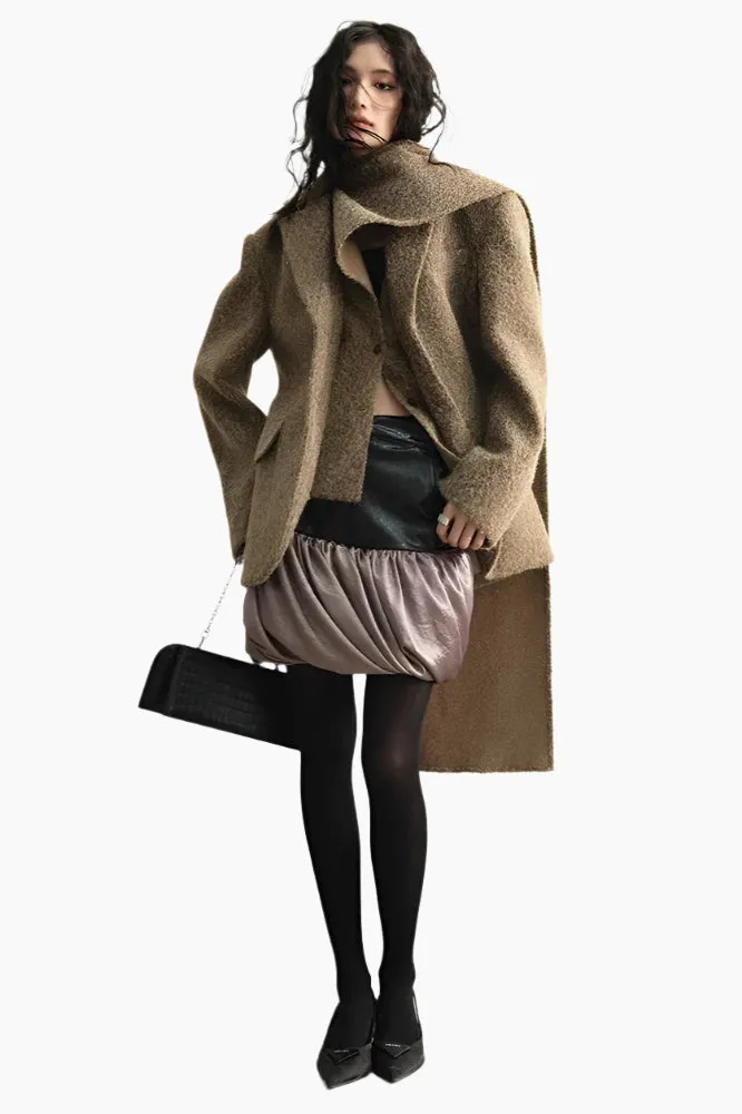 Golden Ember Scarf-Collar Coat