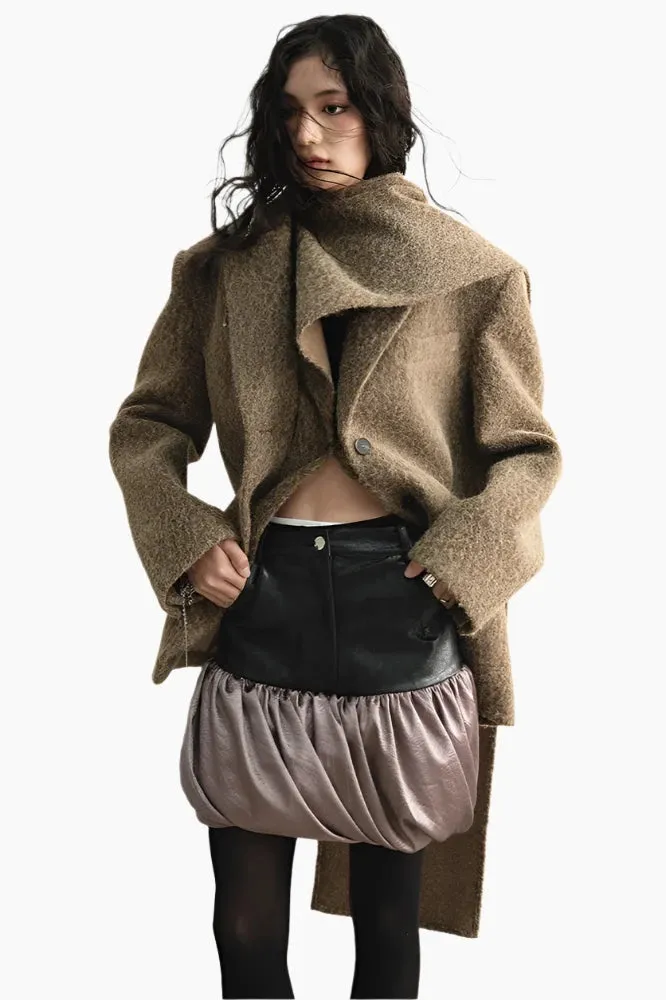 Golden Ember Scarf-Collar Coat