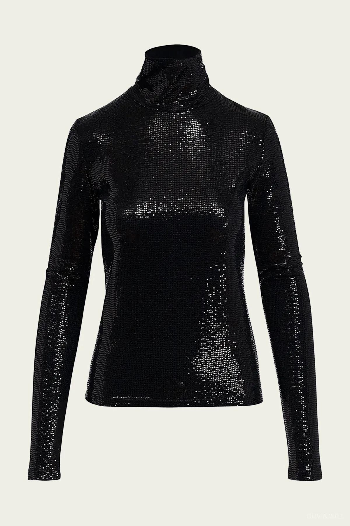 Gong Jersey Turtleneck Top in Black