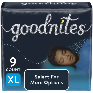 Goodnites Boys' Nighttime Bedwetting Underwear, XL (95-140 Lb.), 9 Ct