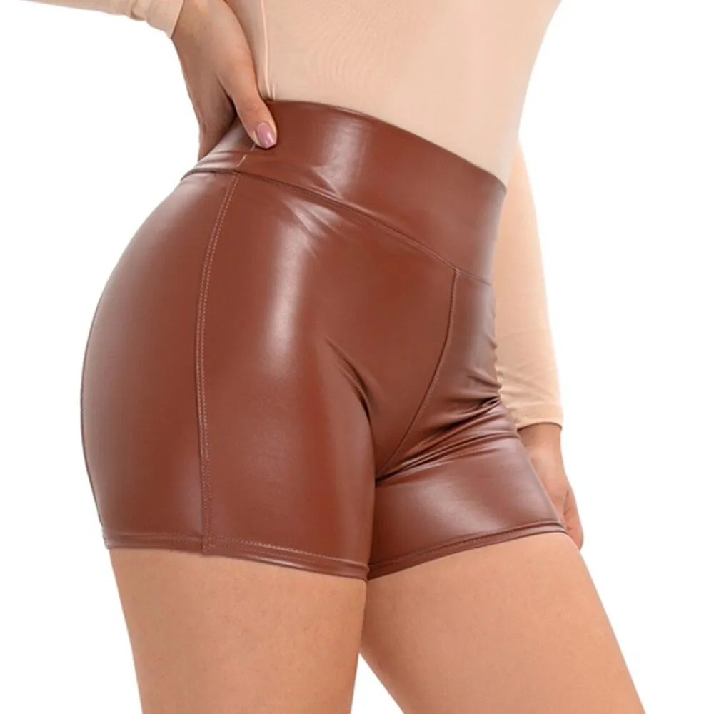 goth faux leather high waisted shorts