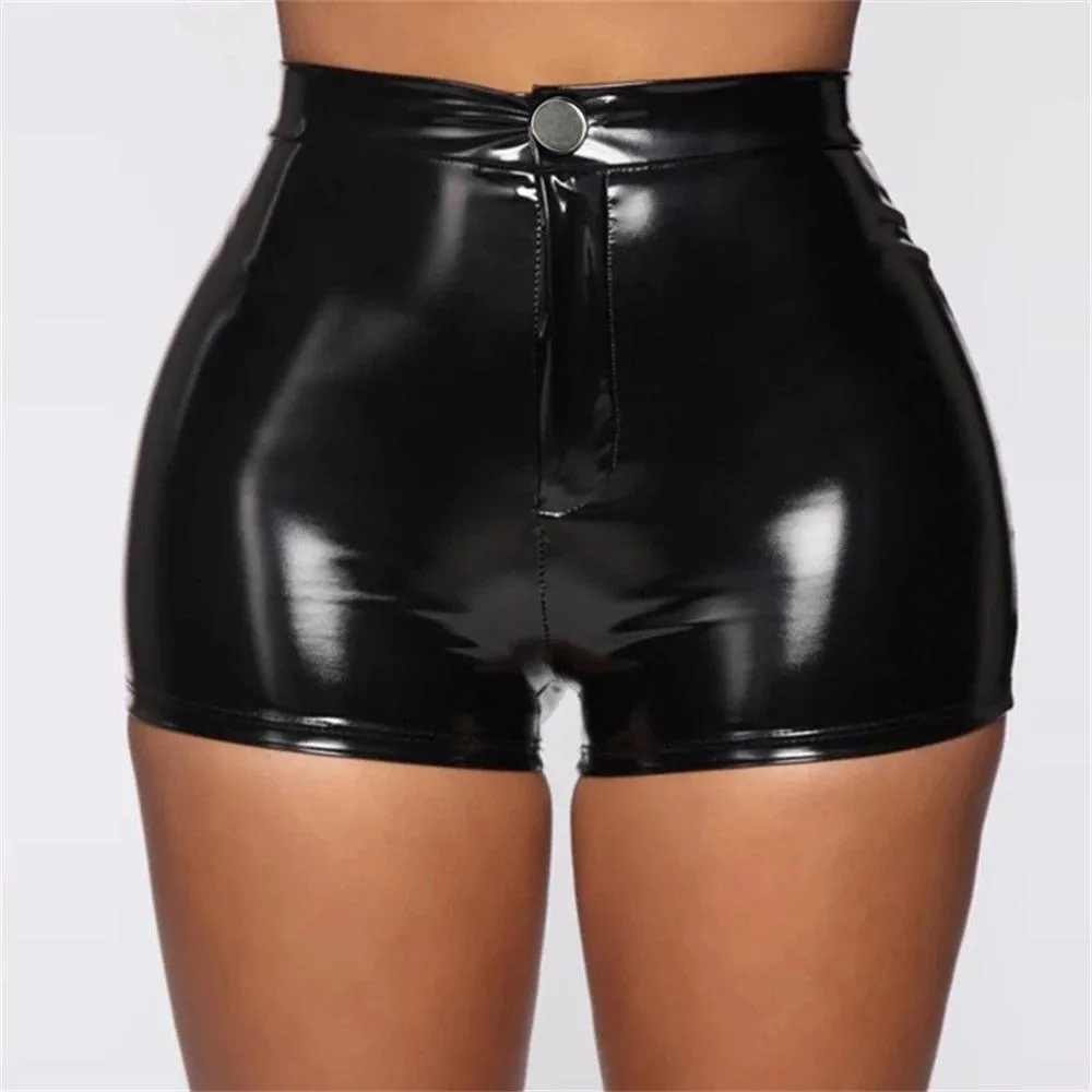 goth faux leather high waisted shorts