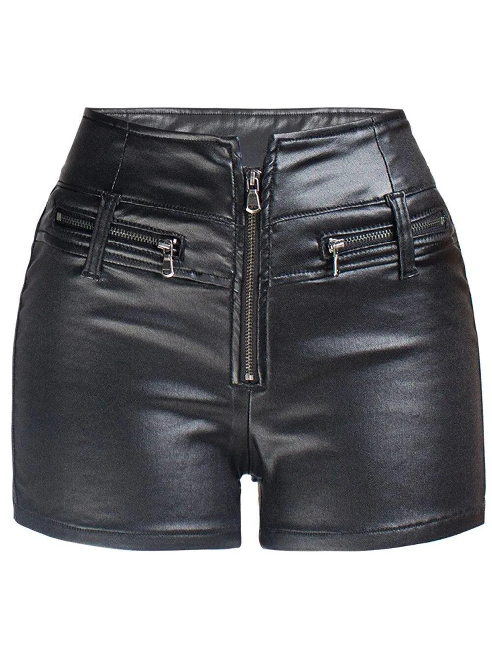 goth faux leather high waisted shorts