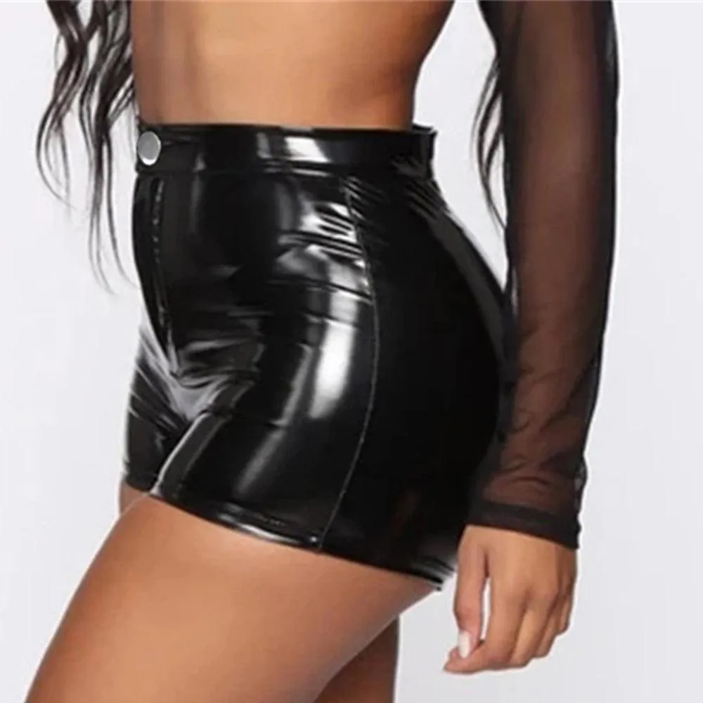goth faux leather high waisted shorts