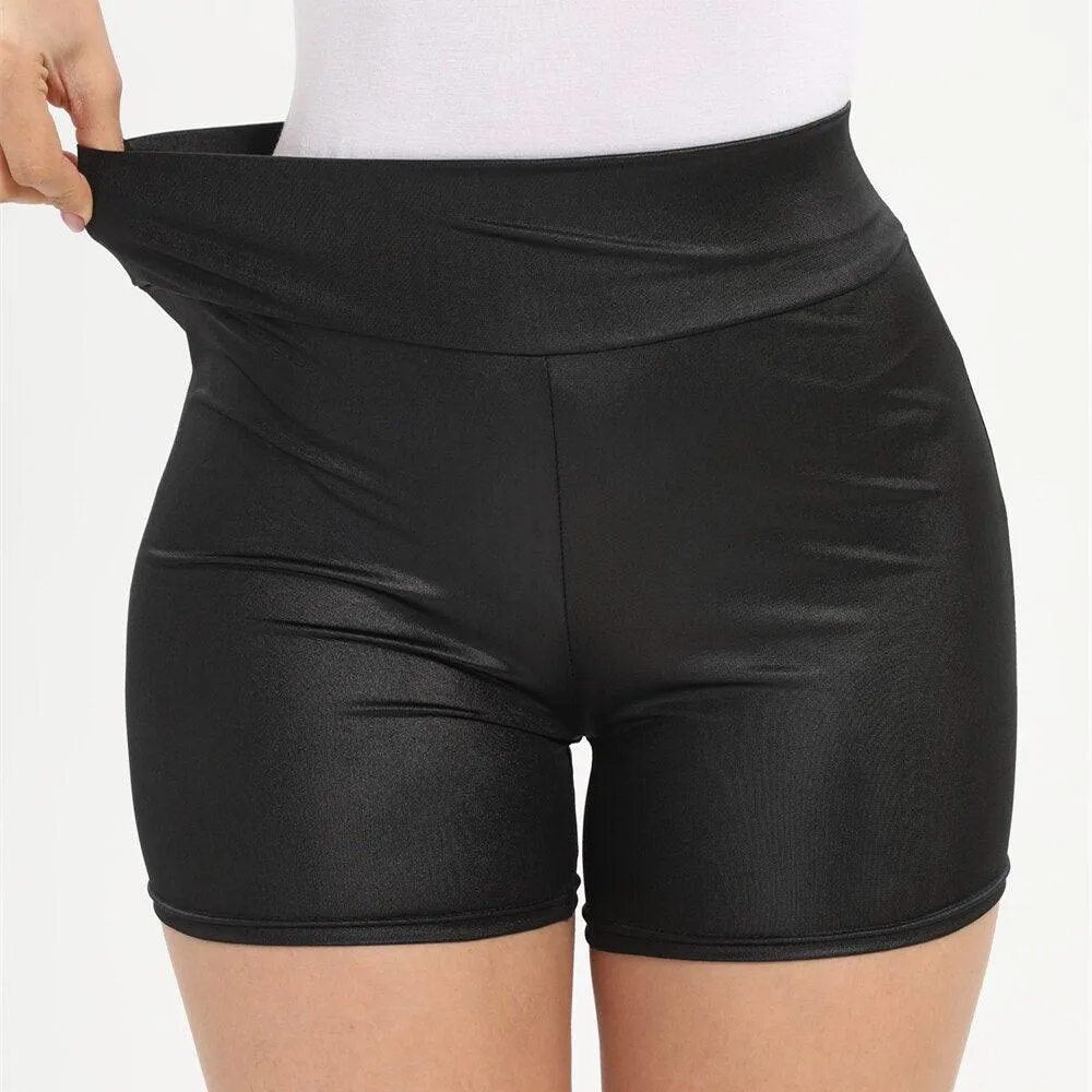 goth faux leather high waisted shorts