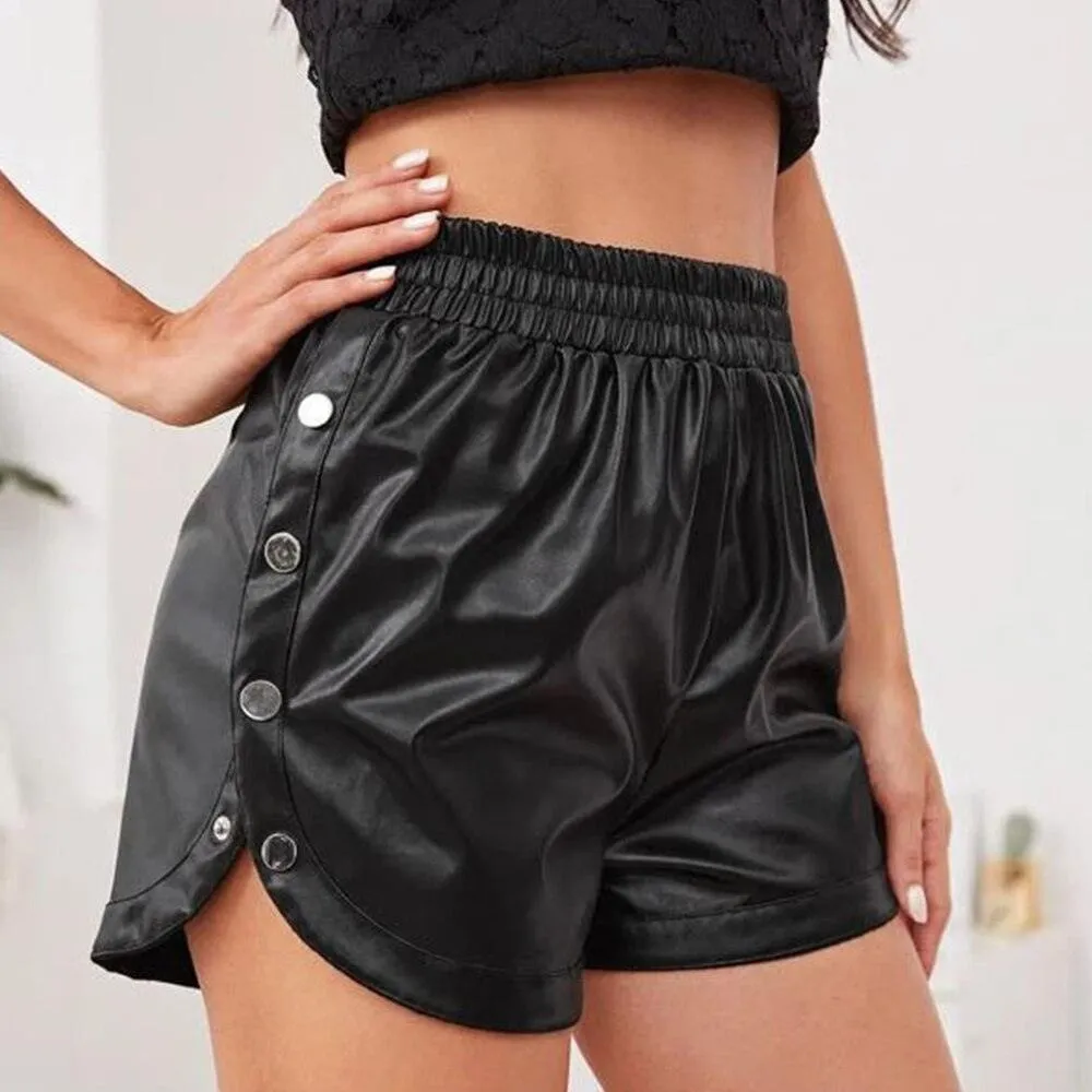 goth faux leather high waisted shorts