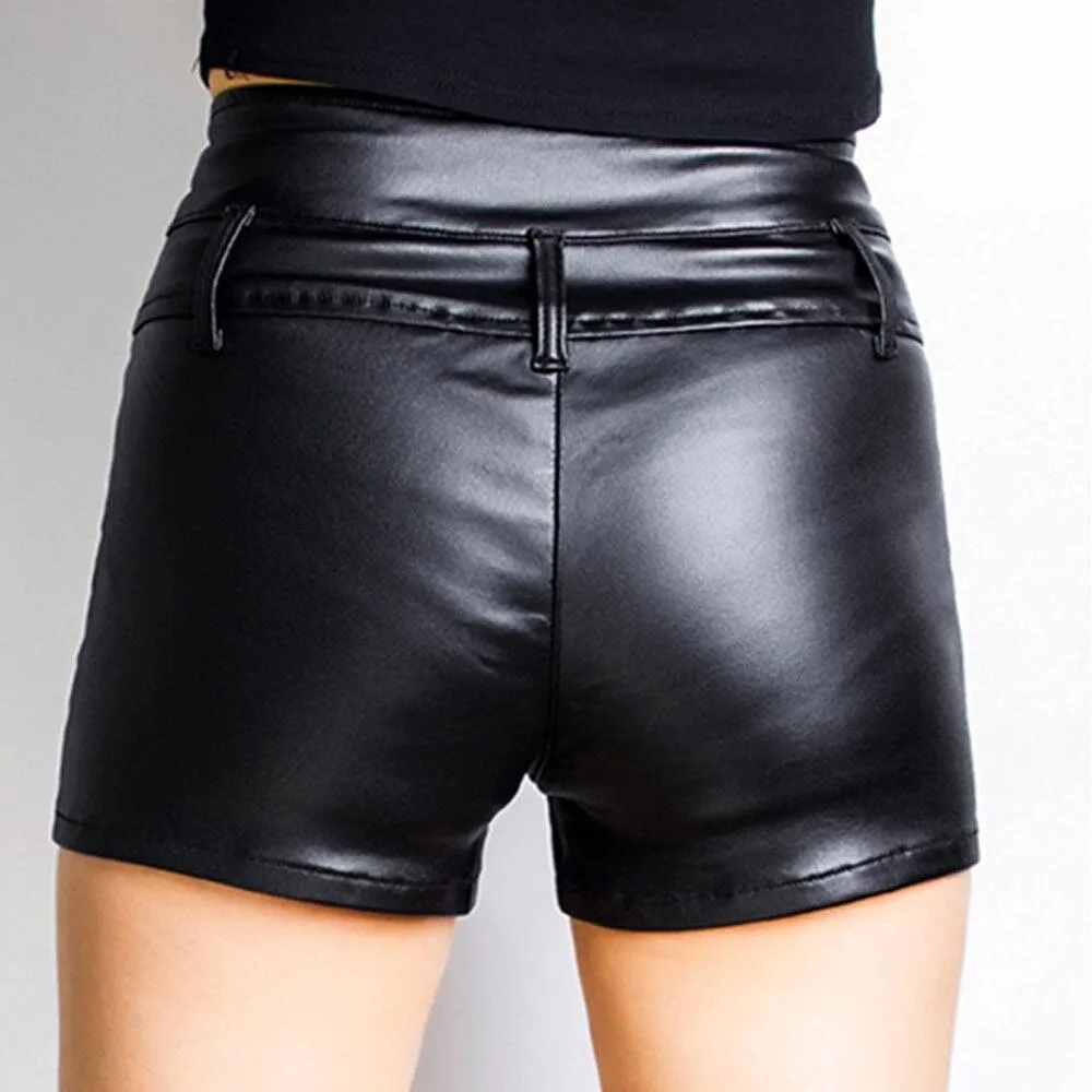 goth faux leather high waisted shorts