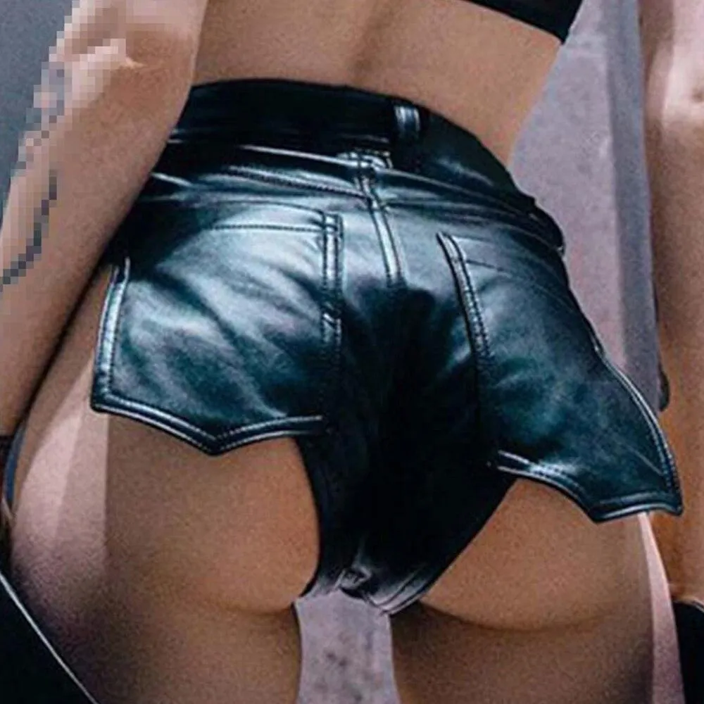 goth faux leather high waisted shorts