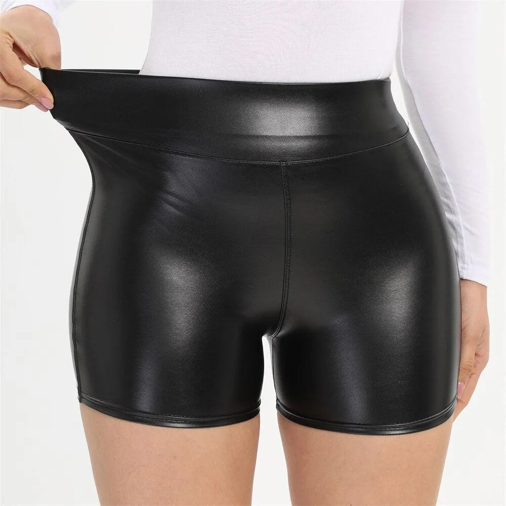 goth faux leather high waisted shorts