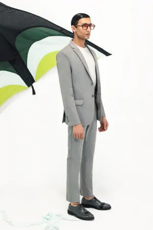 Grey Suede Leather Tailored Suit