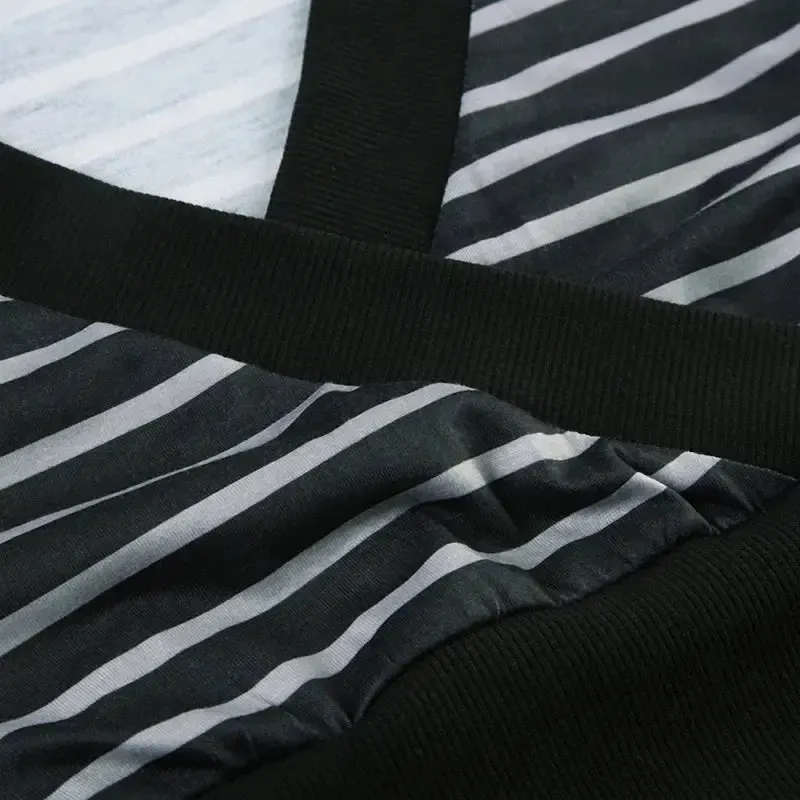 Grunge Striped Wrap Crop Top