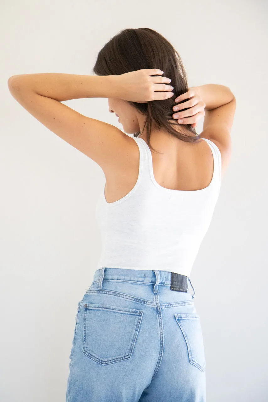 Hannah Square Neck Body Suit in Heather Grey