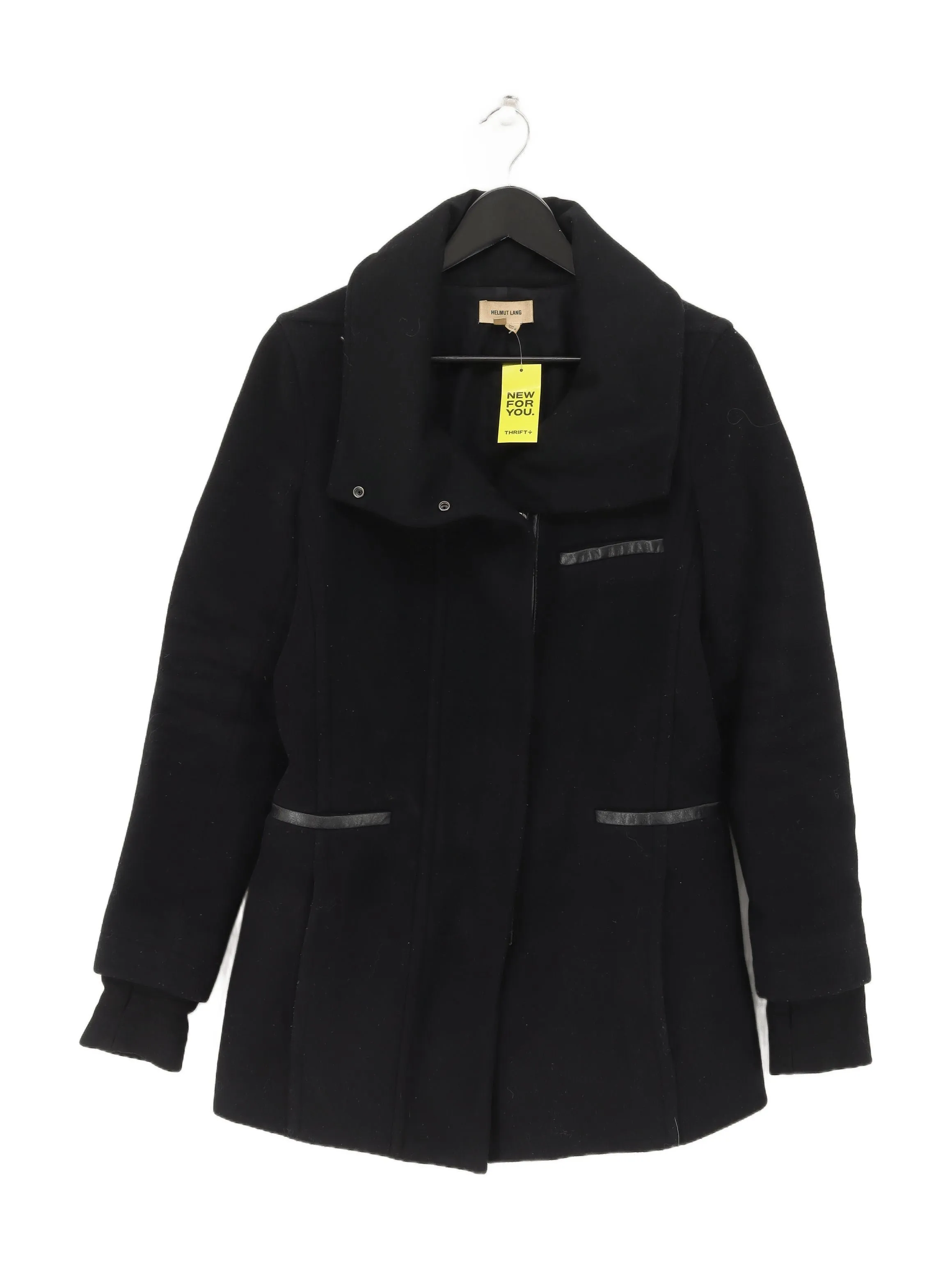 Helmut Lang Women's Coat S Black Wool with Polyamide