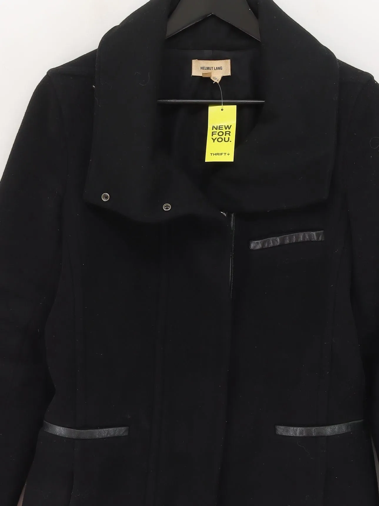 Helmut Lang Women's Coat S Black Wool with Polyamide