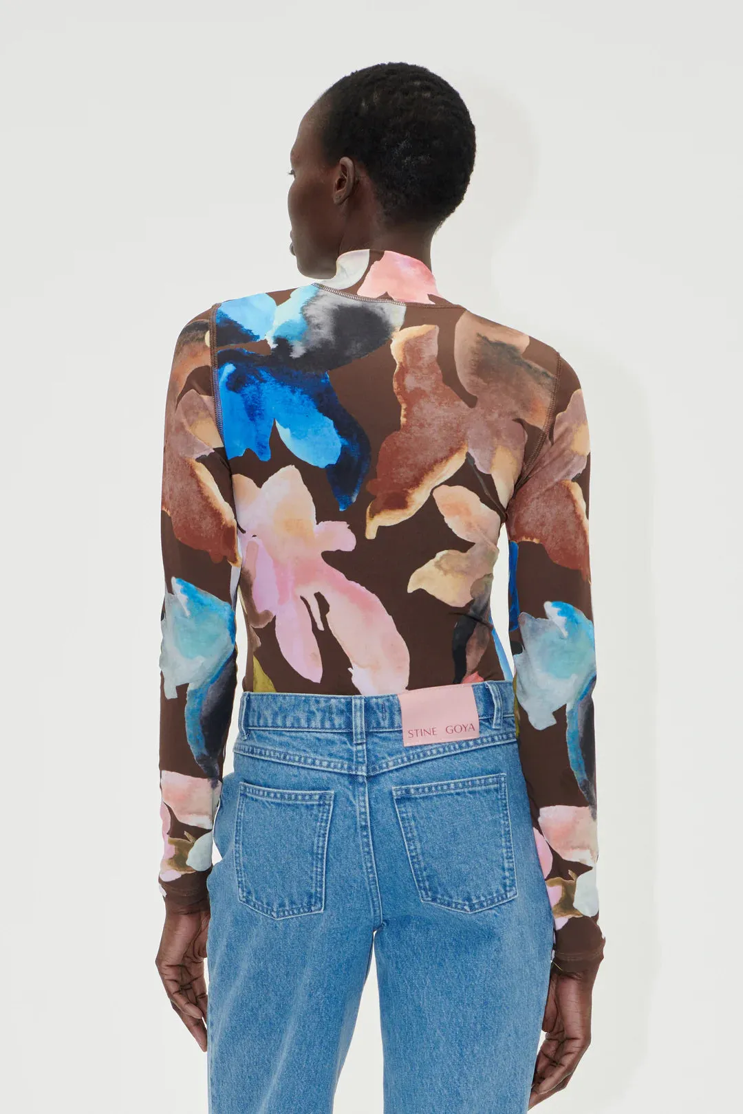 HIGH NECK COLLARED TOP | AQUARELLE GARDEN