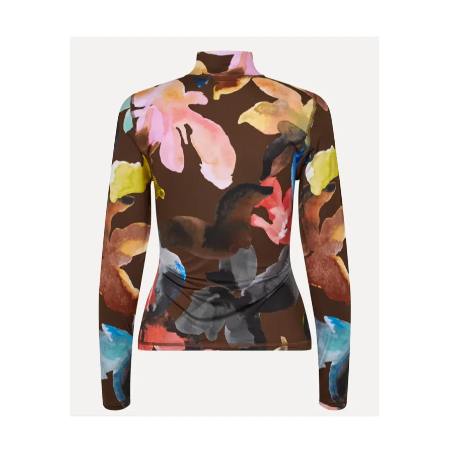 HIGH NECK COLLARED TOP | AQUARELLE GARDEN