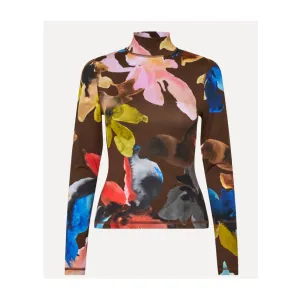 HIGH NECK COLLARED TOP | AQUARELLE GARDEN